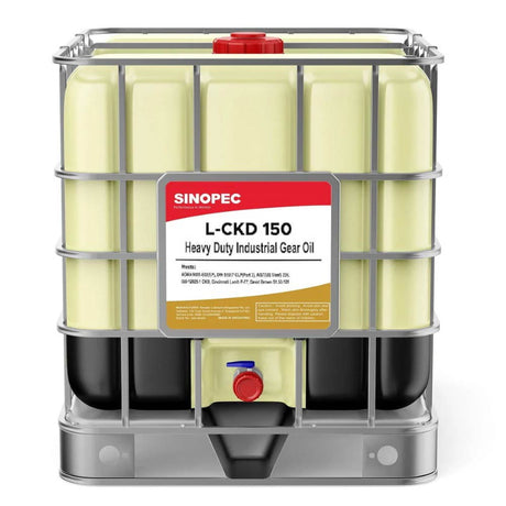 Front image of Sinopec L-CKD 150 Heavy Duty Industrial Gear Oil IBC tote of 1000L.